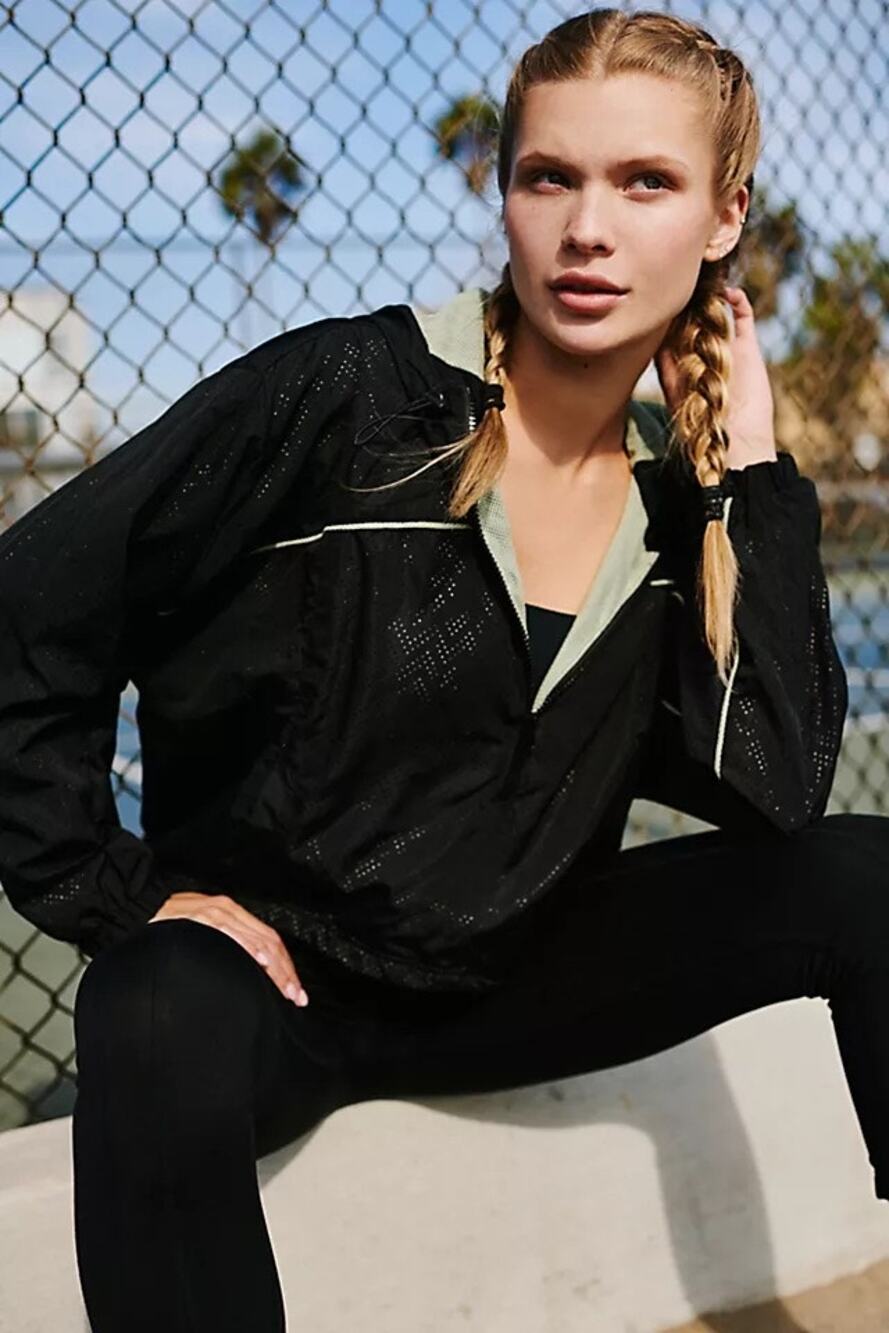 Free People Movement Rain Runner Women Small Half Zip Pullover Hooded Jacket